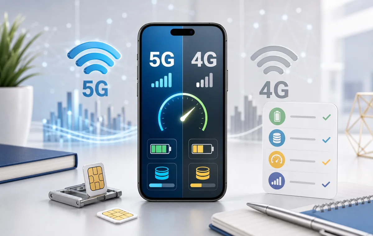 手机 5G 与 4G 信号、电池和流量消耗对比封面图