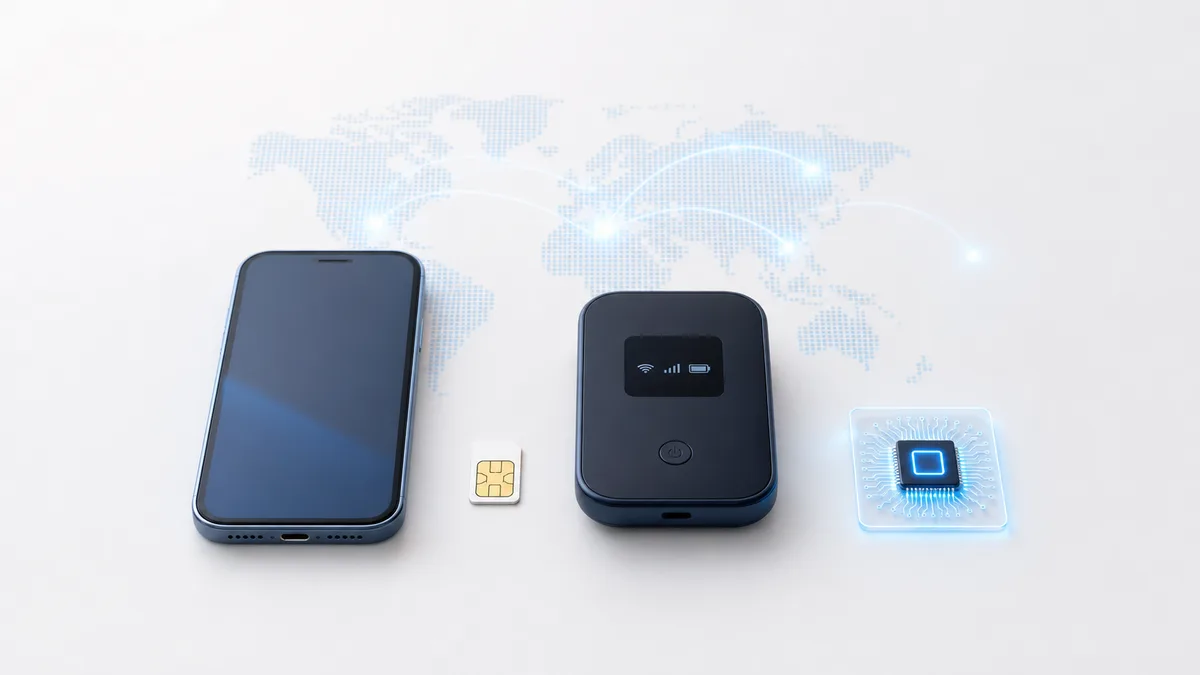 手机、实体 SIM、随身 WiFi 和 eSIM 芯片的境外上网对比封面图